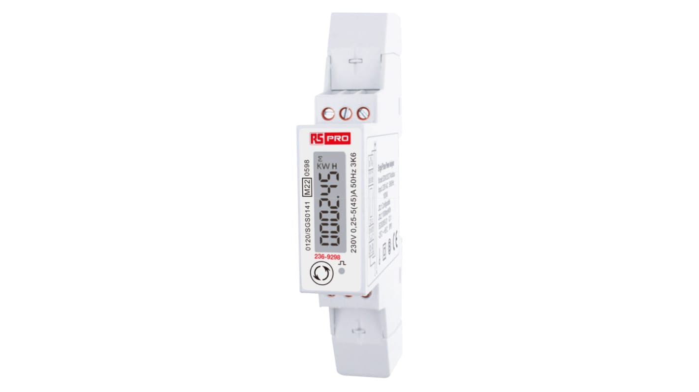 RS PRO 1 Phase Backlit LCD Energy Meter, Type Energy Meter