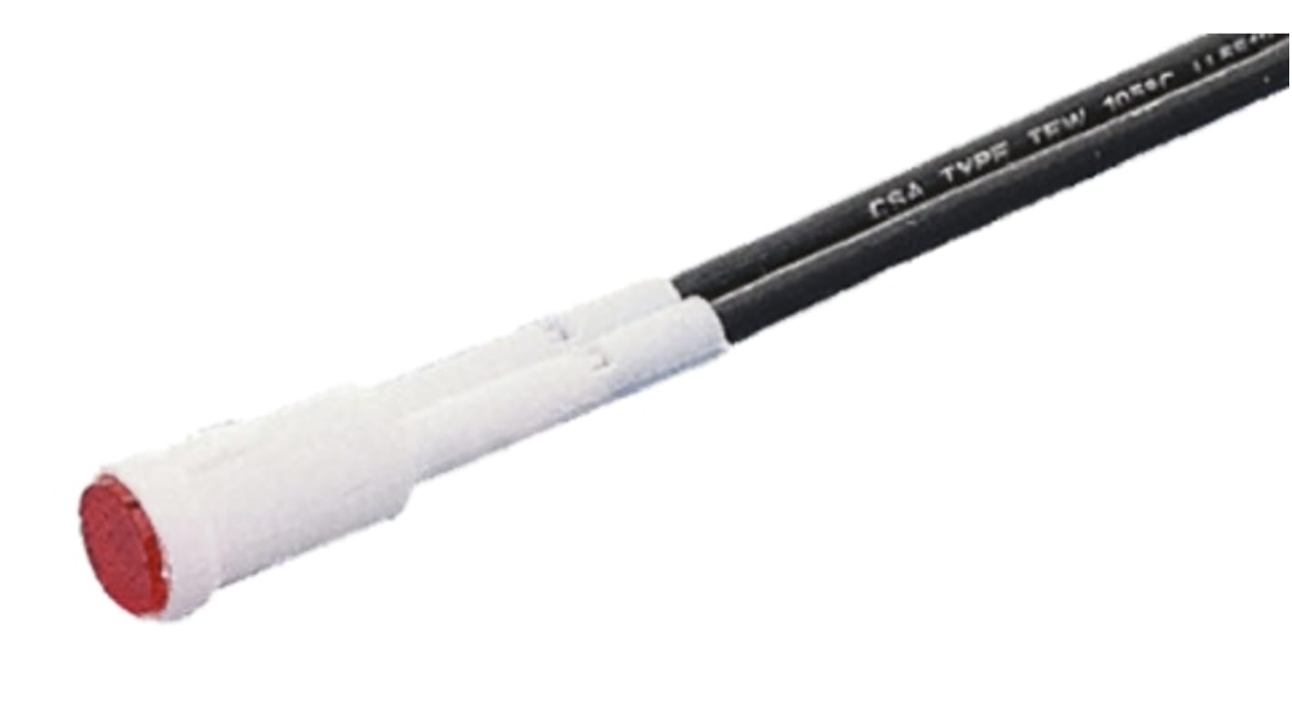 Arcolectric (Bulgin) Ltd 红色氖灯面板指示灯, 110V 交流, Φ8mm安装孔, 引线端接, 凸型边框, 铬色边框, 2950系列