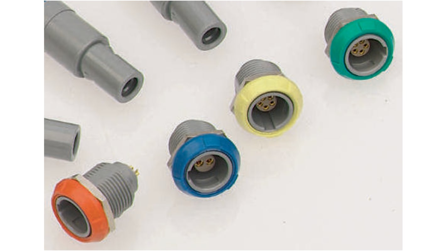 Lemo Circular Connector, 5 Contacts, Panel Mount, Socket, Female, IP50, Redel P Series