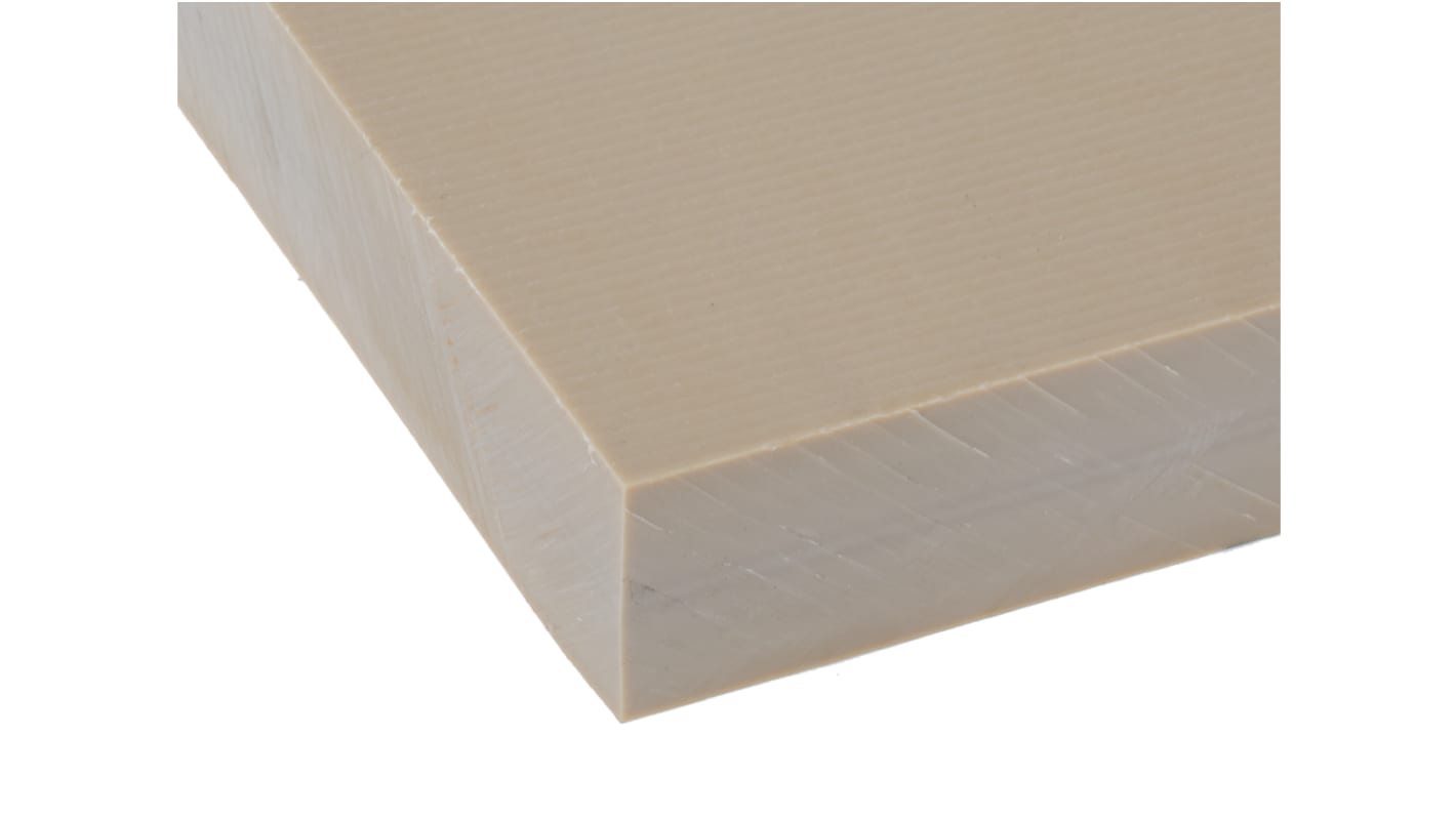 RS PRO PEEK Kunststoffplatte, Beige, 16mm x 245mm x 300mm / 1.32g/cm³ bis +260°C, Voll