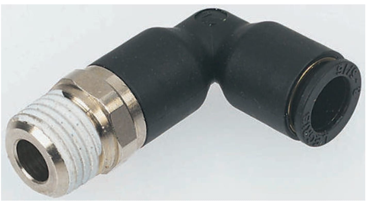 Legris LF3000 Series Elbow Threaded Adaptor, R 1/4 Male to Push In 6 mm, Threaded-to-Tube Connection Style