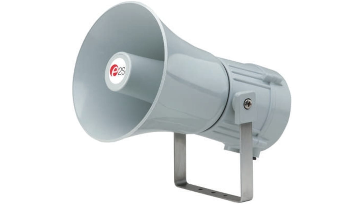 e2s 电子报警器, 230 V 交流电源, 灰色外壳, 32音调, 1米外126dB, IP66, IP67, MA121F系列