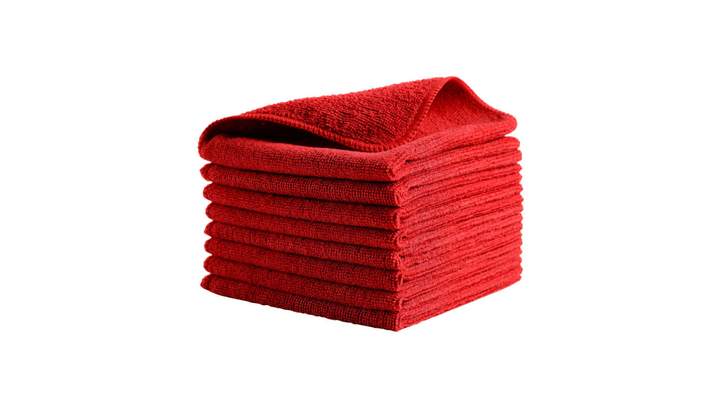 Rubbermaid Commercial Products HYGEN MF R-40 Cloth Red Microfibre Cloths for Wet/Dry, Case of 24, 30.48 x 30.48cm,