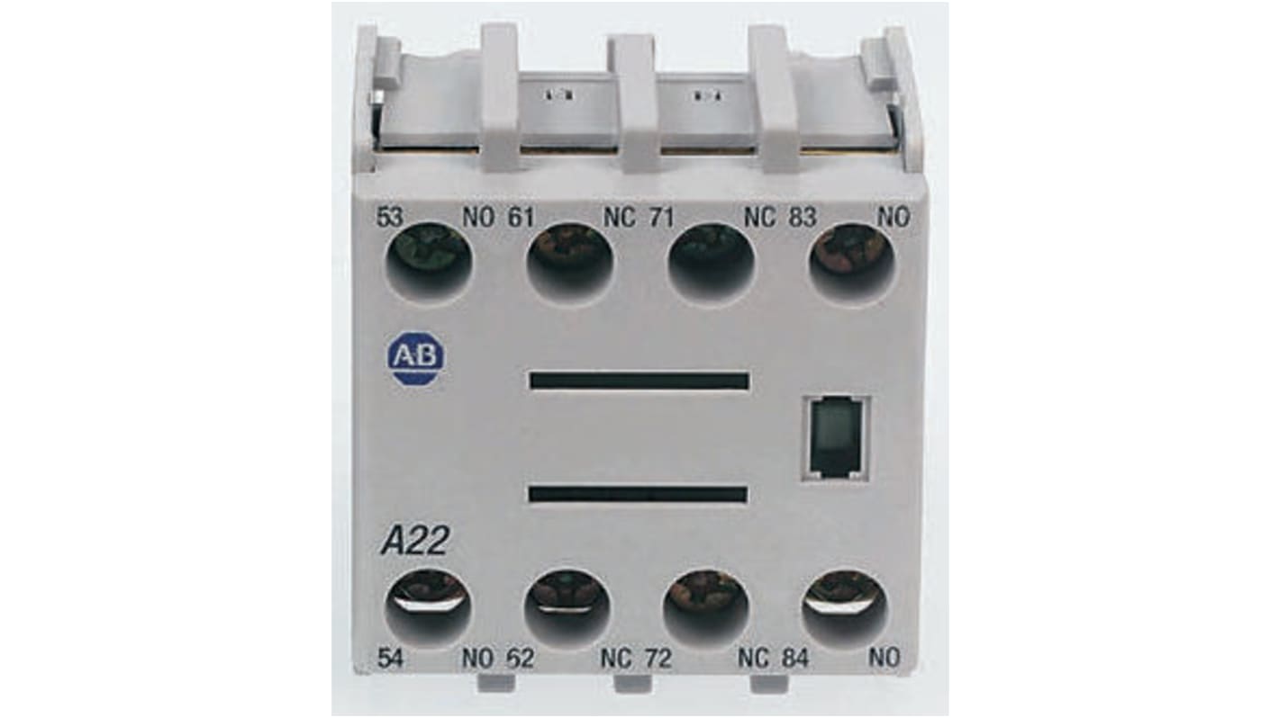 Contacto auxiliar Allen Bradley 100F, montaje: frontal, terminal: roscado, 4 NA, 10 A