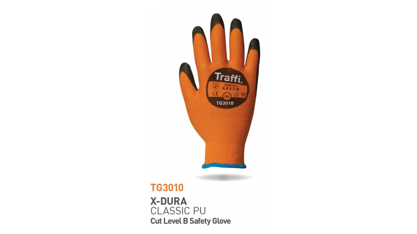 Traffi 作業手袋 黒,オレンジ TG3010 : A-TG3010-AM-8