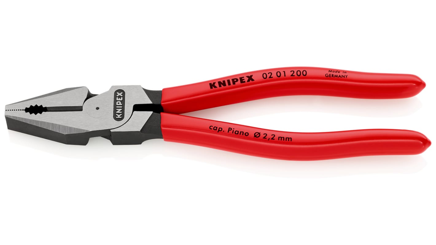 Alicates universales Ángulo recto Knipex, corte máx. Cable rígido: 2,8 mm Cable de piano: 2,2 mm Cable multifilar: 13