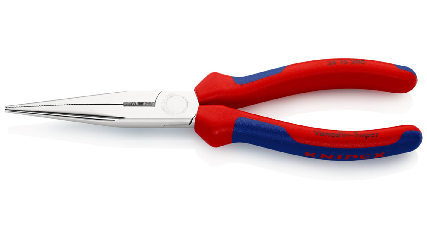 Knipex Long Nose Pliers, 200 mm Overall, Straight Tip, 73mm Jaw