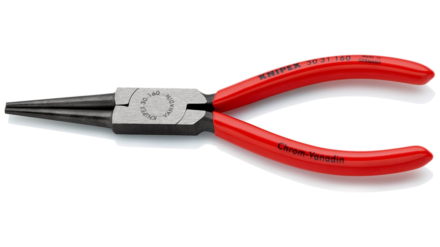 Knipex Long Nose Pliers, 160 mm Overall, Straight Tip, 41mm Jaw