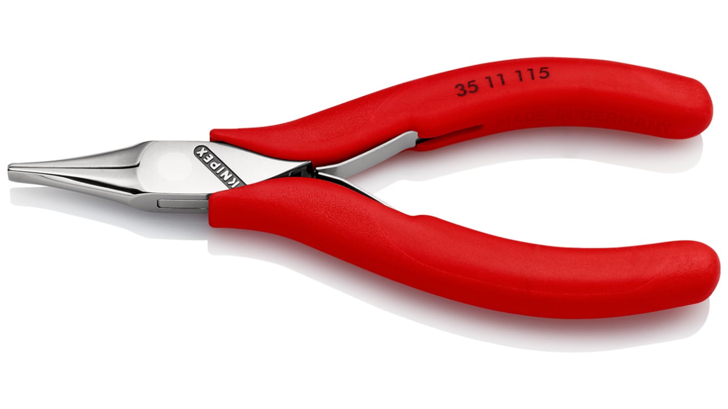 Knipex 35 11 Electronics Pliers, Flat Nose Pliers, 115 mm Overall, Flat, Straight Tip, 22,5mm Jaw