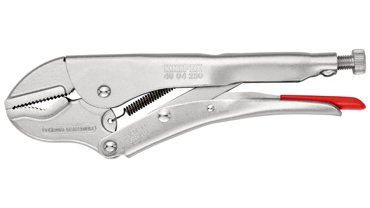 Knipex 40 04 Locking Pliers, 250 mm Overall, Angled, Straight Tip, 45mm Jaw