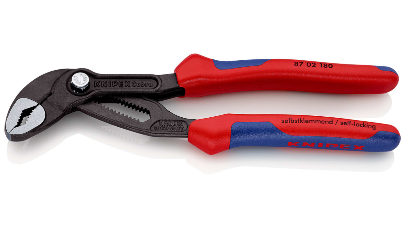 Knipex Cobra® Water Pump Pliers, 180 mm Overall, Angled, Straight Tip, 36mm Jaw