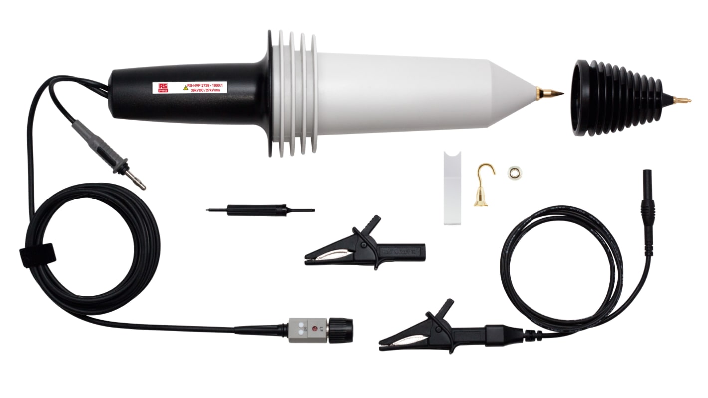 RS PRO oszcilloszkóp szonda Passzív nagyfeszültség, 50MHz, 1:1000dB csillapítás, 39kV (DC+AC Peak), BNC, 1,