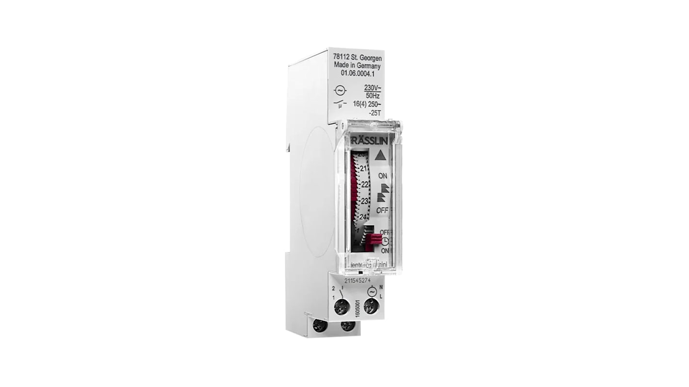 Grasslin Analogue DIN Rail Time Switch 230 V ac, 1-Channel