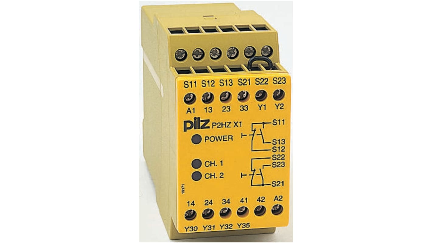 Pilz Dual-Channel Two Hand Control Safety Relay, 115V ac, 3 Safety Contacts