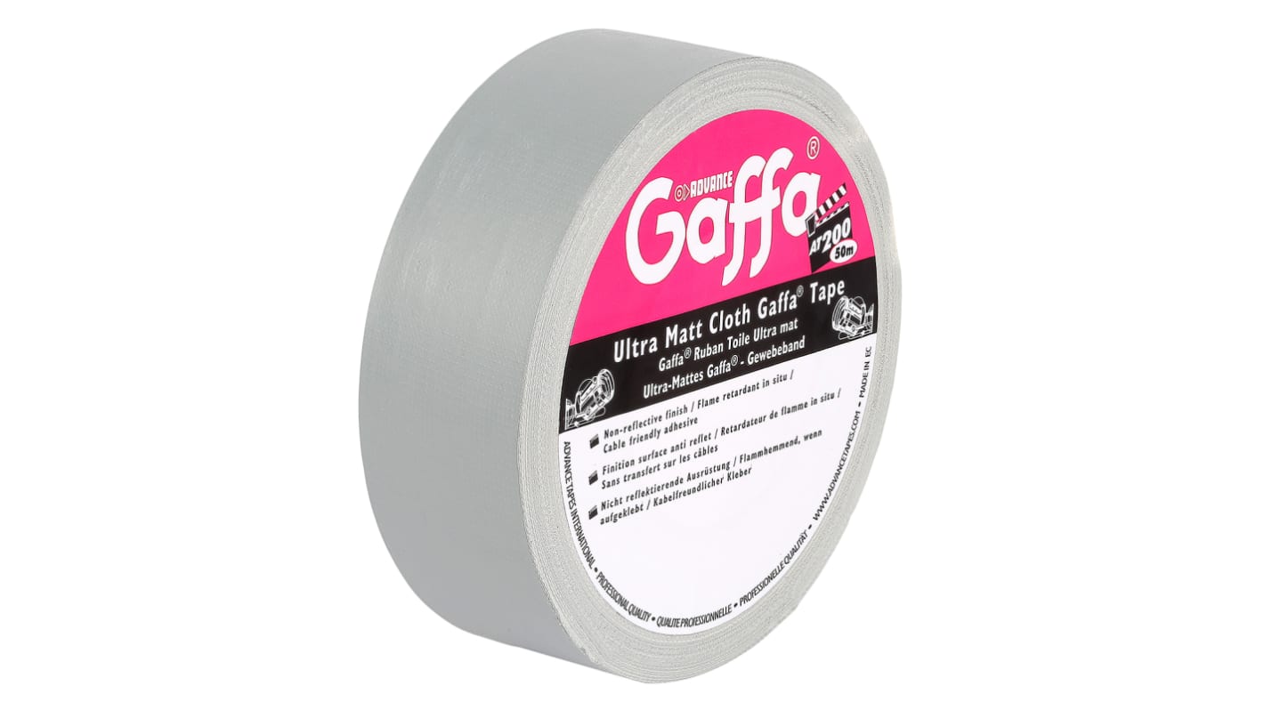 Advance Tapes AT200 Grey Matt Gaffa Tape, 50mm x 50m, 0.26mm Thick