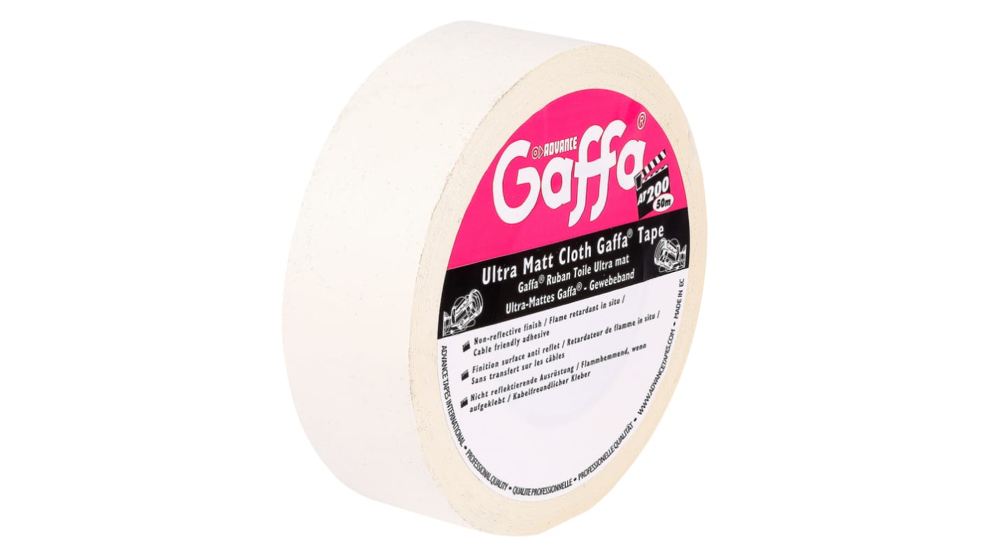 Advance Tapes AT200 White Matt Gaffa Tape, 50mm x 50m, 0.26mm Thick