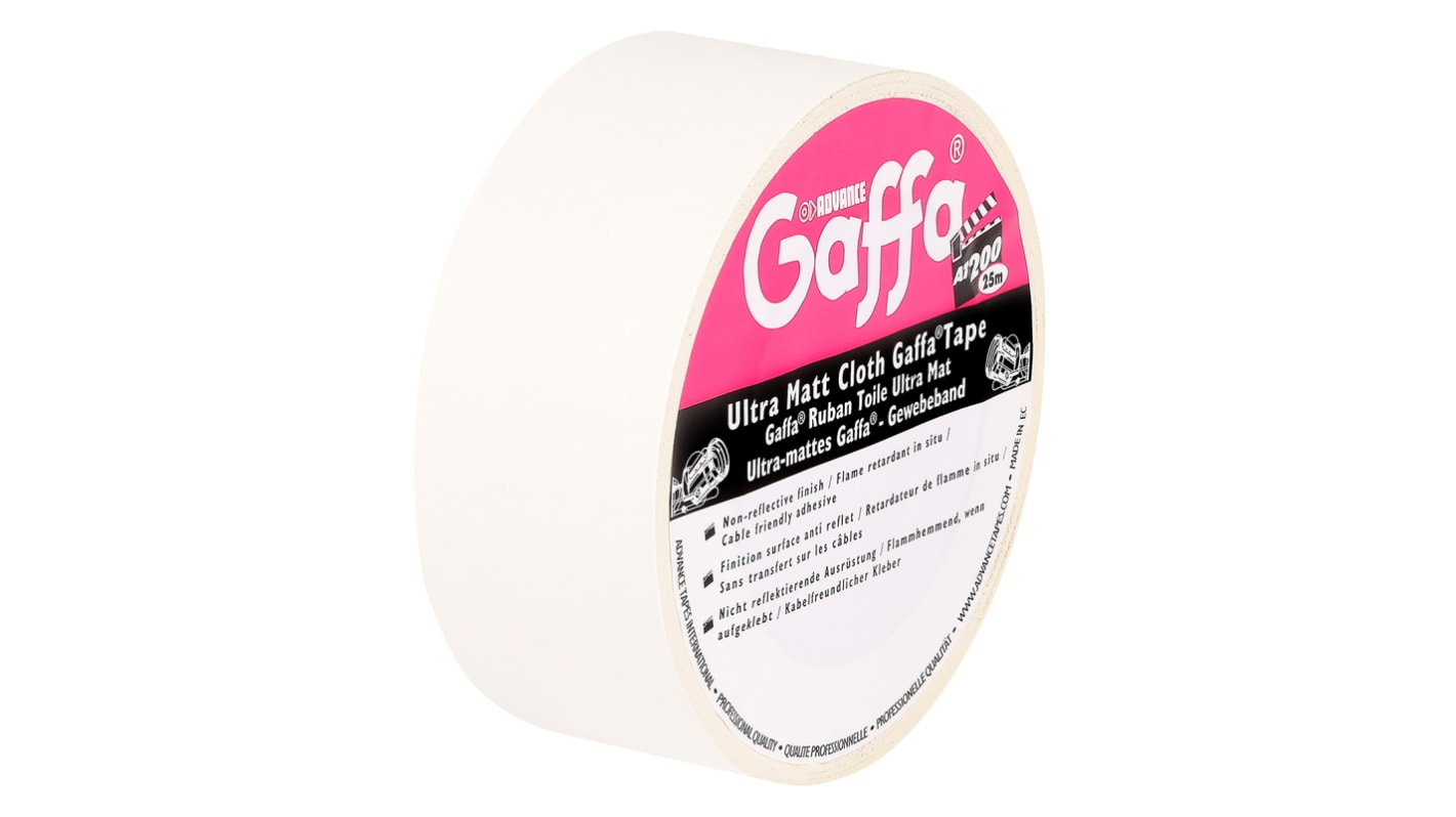 Advance Tapes AT200 White Matt Gaffa Tape, 50mm x 25m, 0.26mm Thick