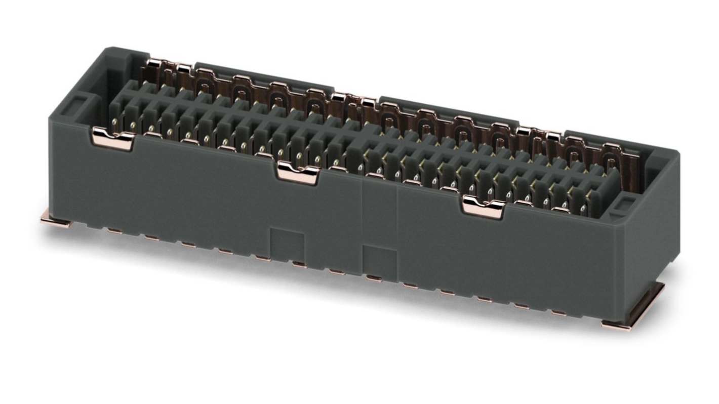 Phoenix Contact FP 0 8/ 52-FV-SH 4 85 Series Vertical Female Edge Connector, 52-Contacts, 0.8mm Pitch, 2-Row