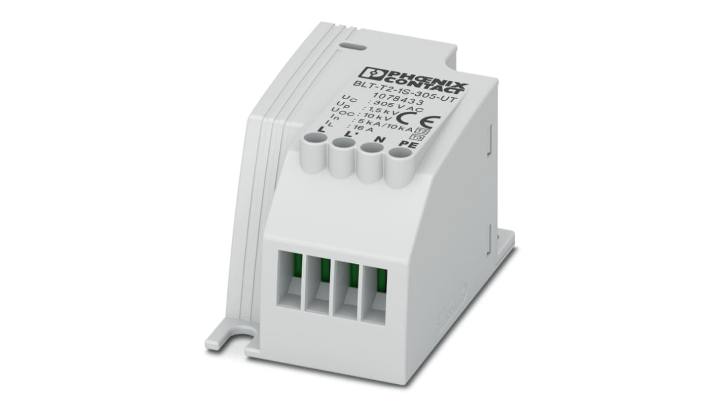 Phoenix Contact, BLT-T2-1S-305-UT Surge Suppressor Unit 100 → 230 V ac Maximum Voltage Rating 10kA Maximum Surge
