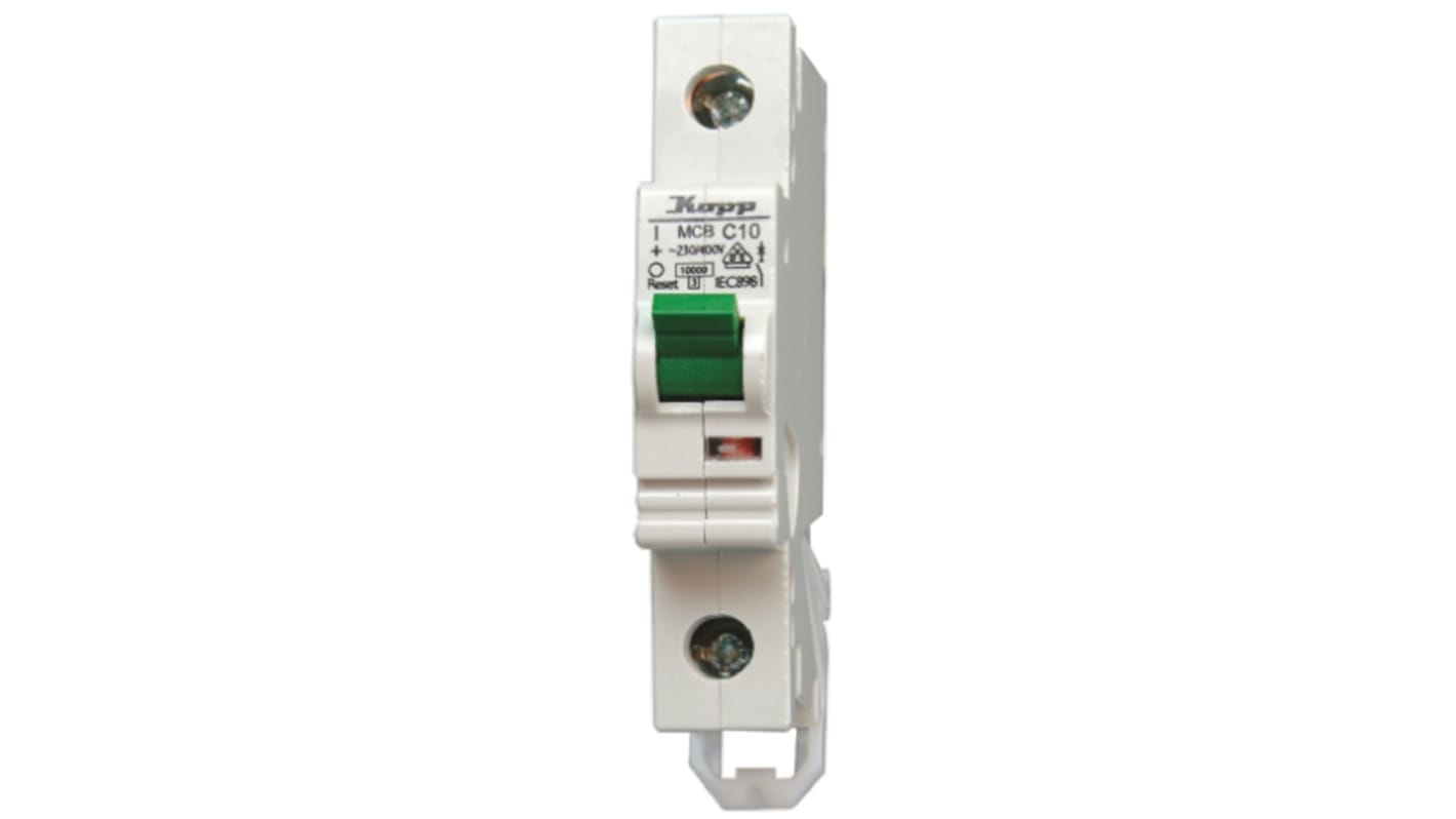Kopp GREEN ELECTRIC MCB, 1P, 6A Curve C, 230 → 400V AC, 60V DC, 10 kA Breaking Capacity