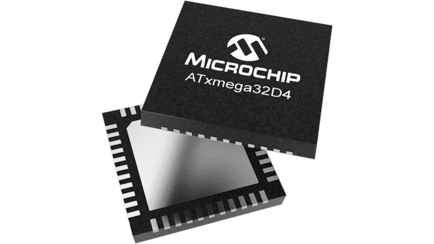 Microchip AVR, ATxmega32D4 Microcontroller, 32MHz, 32 kB Flash, 44-Pin QFN