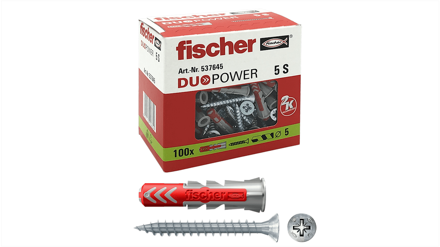 Tassello Fischer Fixings DUOPOWER 5 S, Ø fissaggio 5mm, L. 25mm