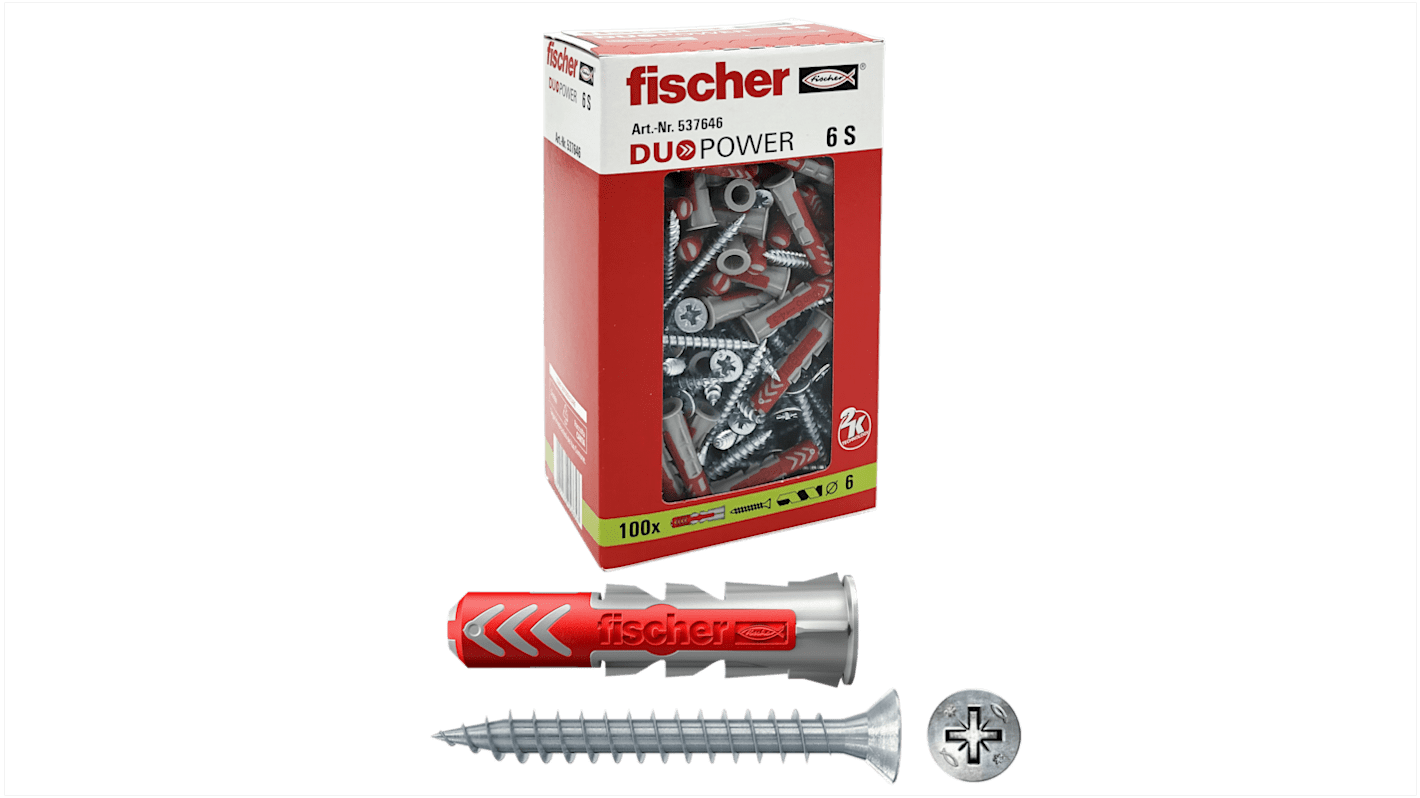 Tassello Fischer Fixings DUOPOWER 6 S, Ø fissaggio 6mm, L. 30mm