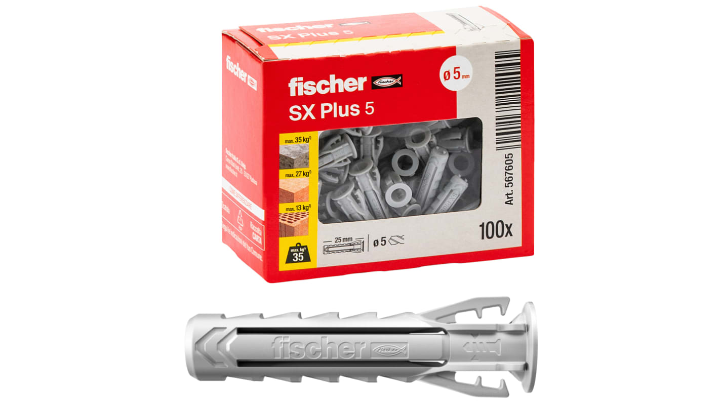 Tassello Fischer Fixings SX Plus in Nylon, Ø fissaggio 5mm, L. 25mm