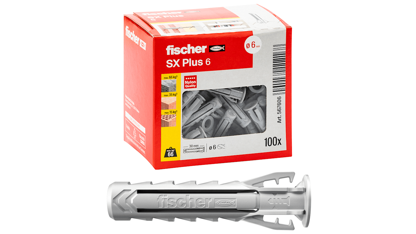 Tassello Fischer Fixings SX Plus in Nylon, Ø fissaggio 6mm, L. 30mm