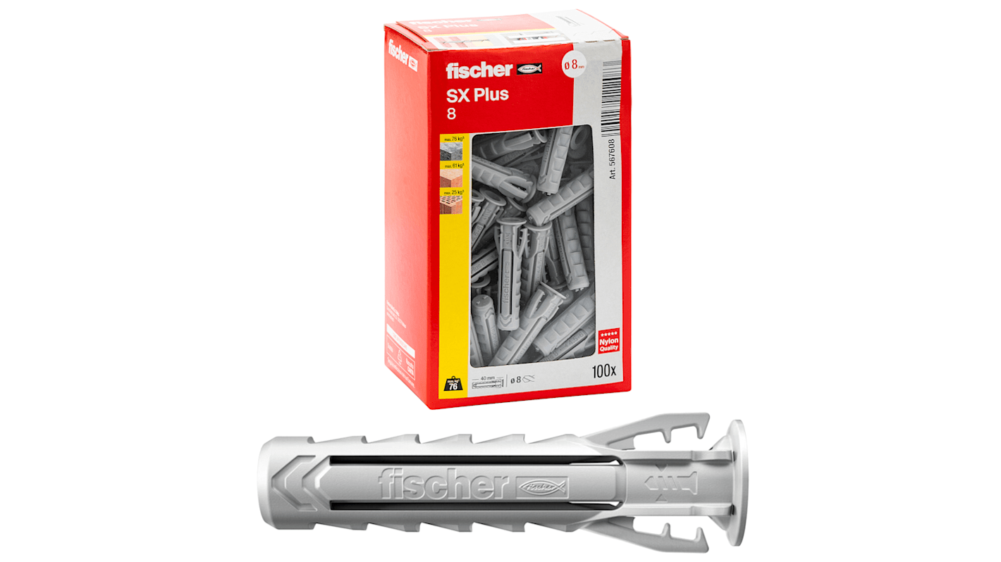 Tassello Fischer Fixings SX Plus in Nylon, Ø fissaggio 8mm, L. 40mm