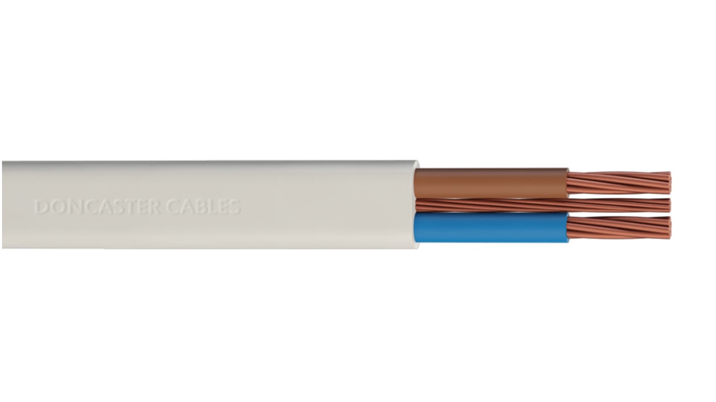 RS PRO, Twin & Earth, 100m 2+E Core, White Thermoplastic Mains Power Cable