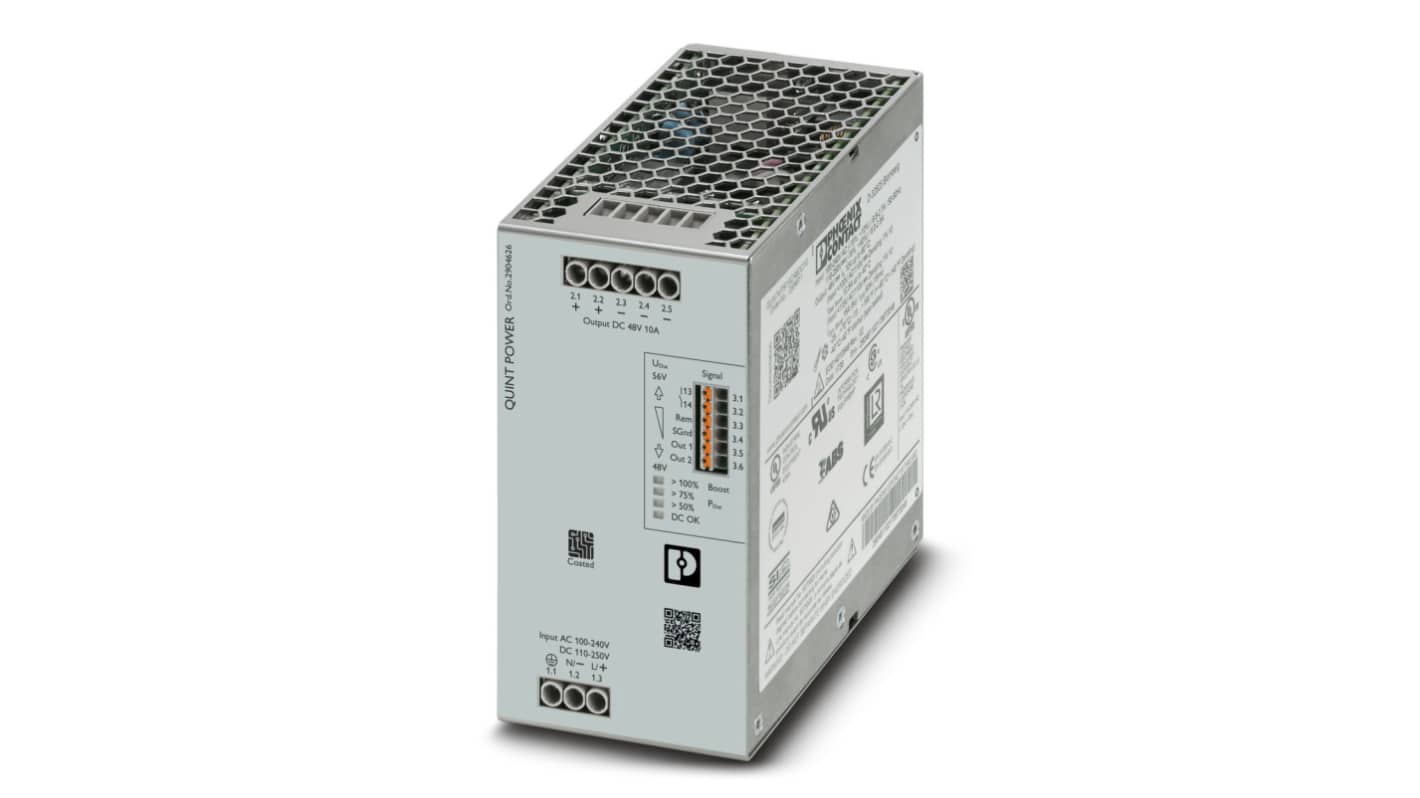 フエニックスコンタクト QUINT POWER DINレール取付け用スイッチング電源 48V dc, 10A, 480W