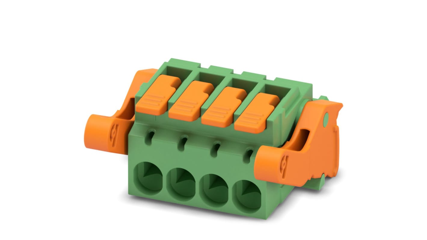 Phoenix Contact, 5.08mm Pitch, 4 Way, , Pluggable Terminal Block, Plug, Cable Mount, Push-In Termination, 1110609
