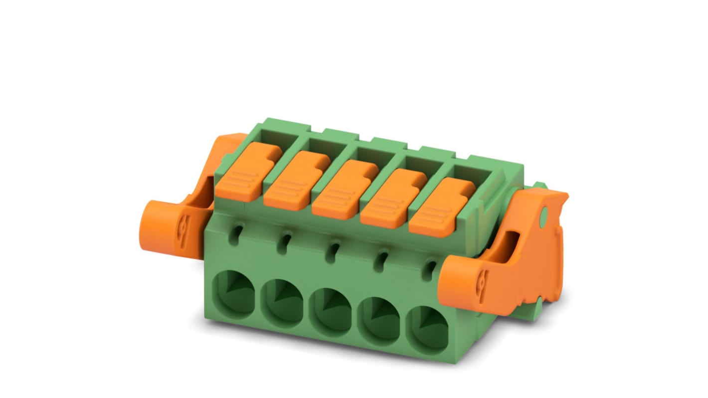 Phoenix Contact, 5.08mm Pitch, 5 Way, , Pluggable Terminal Block, Plug, Cable Mount, Push-In Termination, 1110610