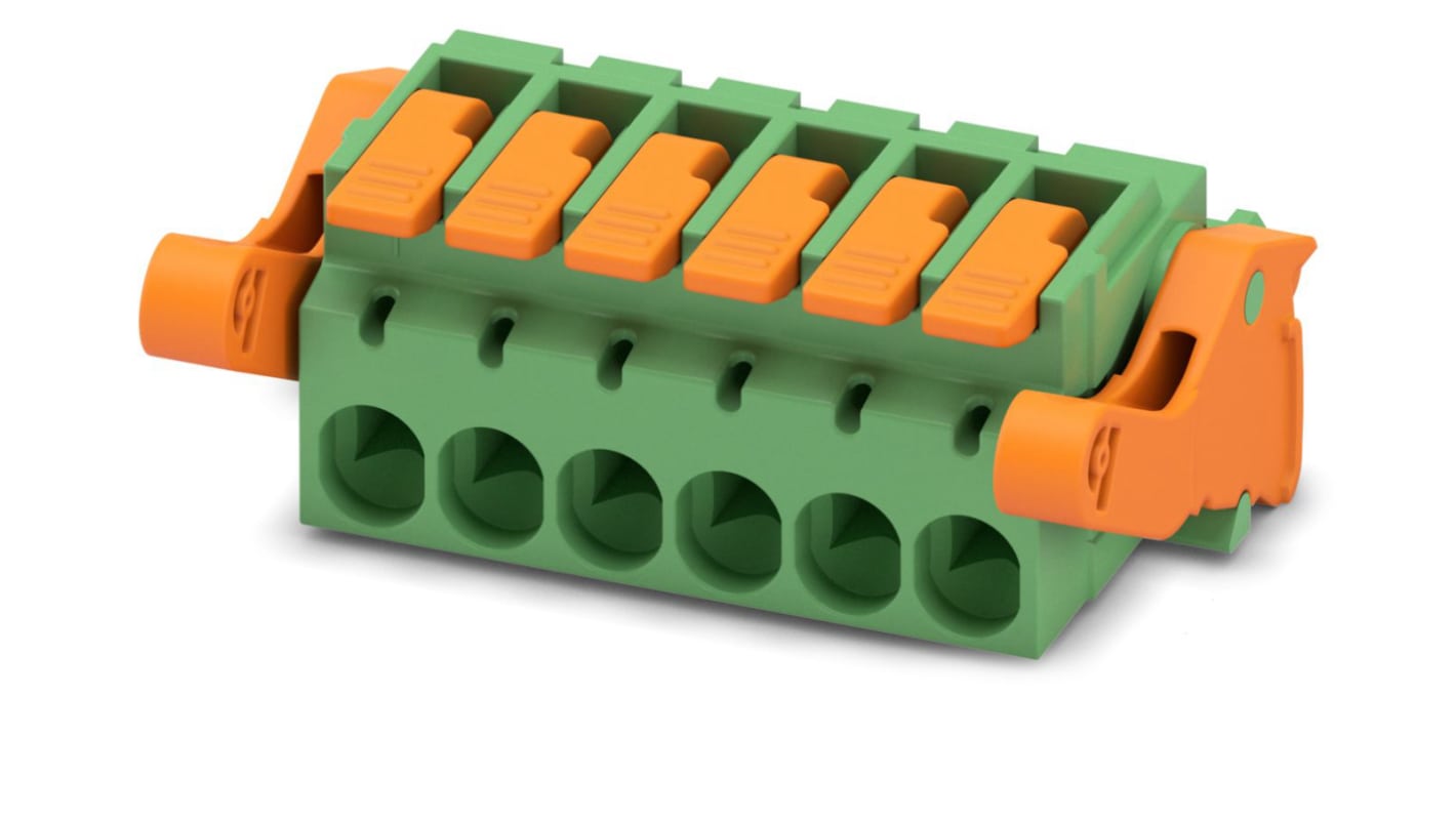 Phoenix Contact, 5.08mm Pitch, 6 Way, , Pluggable Terminal Block, Plug, Cable Mount, Push-In Termination, 1110611