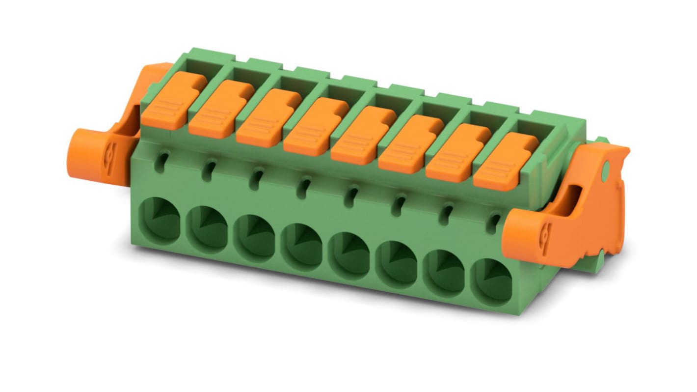 Phoenix Contact, 5.08mm Pitch, 8 Way, , Pluggable Terminal Block, Plug, Cable Mount, Push-In Termination, 1110613