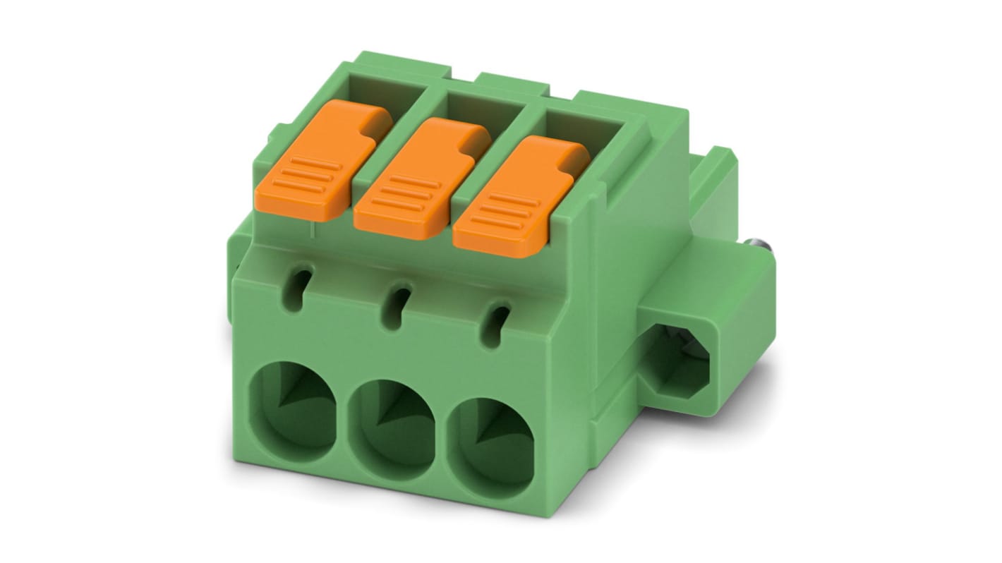 Phoenix Contact, 5.08mm Pitch, 3 Way, , Pluggable Terminal Block, Plug, Cable Mount, Push-In Termination, 1110629
