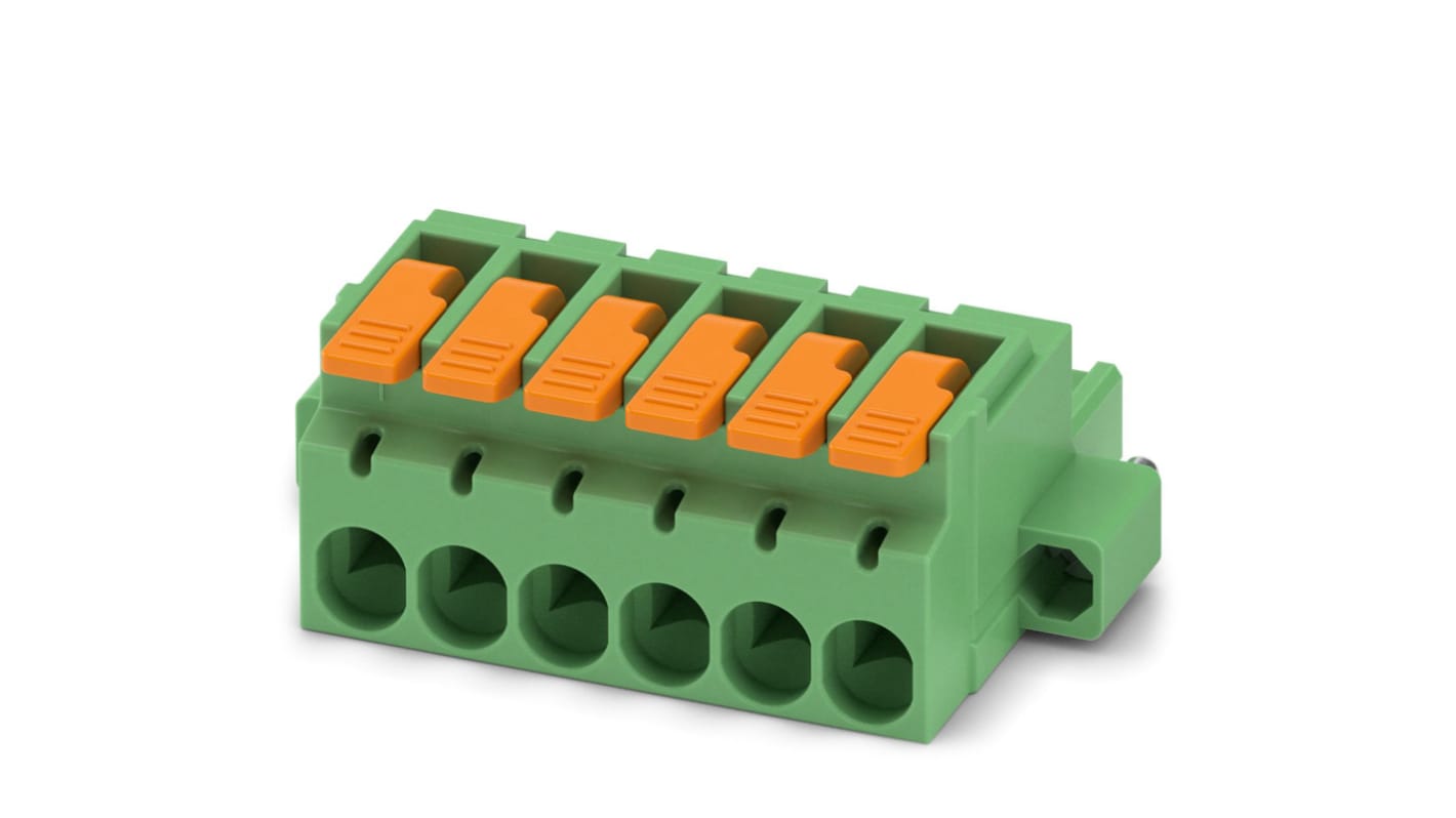 Phoenix Contact, 5.08mm Pitch, 6 Way, , Pluggable Terminal Block, Plug, Cable Mount, Push-In Termination, 1110633