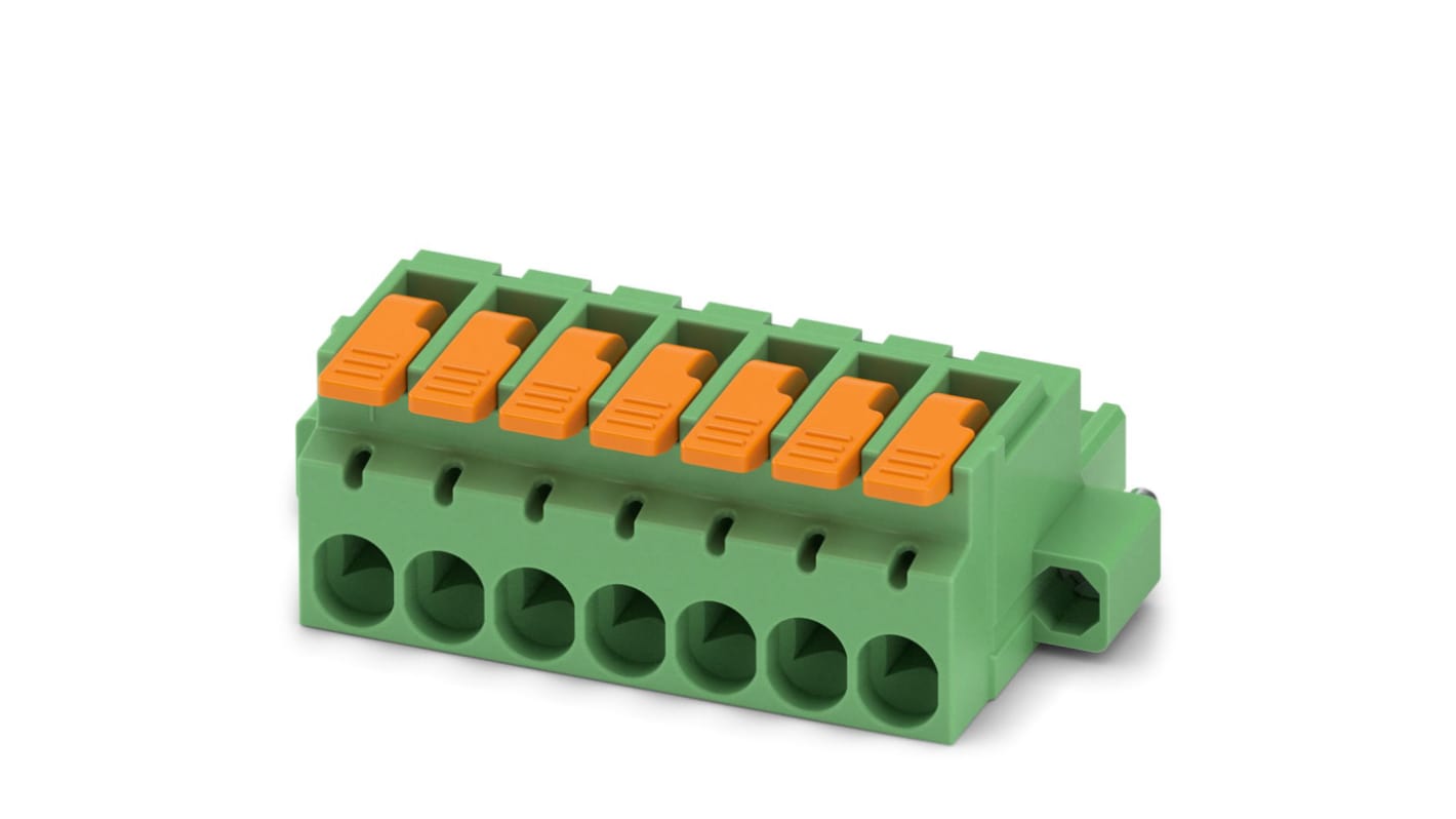 Phoenix Contact, 5.08mm Pitch, 7 Way, , Pluggable Terminal Block, Plug, Cable Mount, Push-In Termination, 1110634
