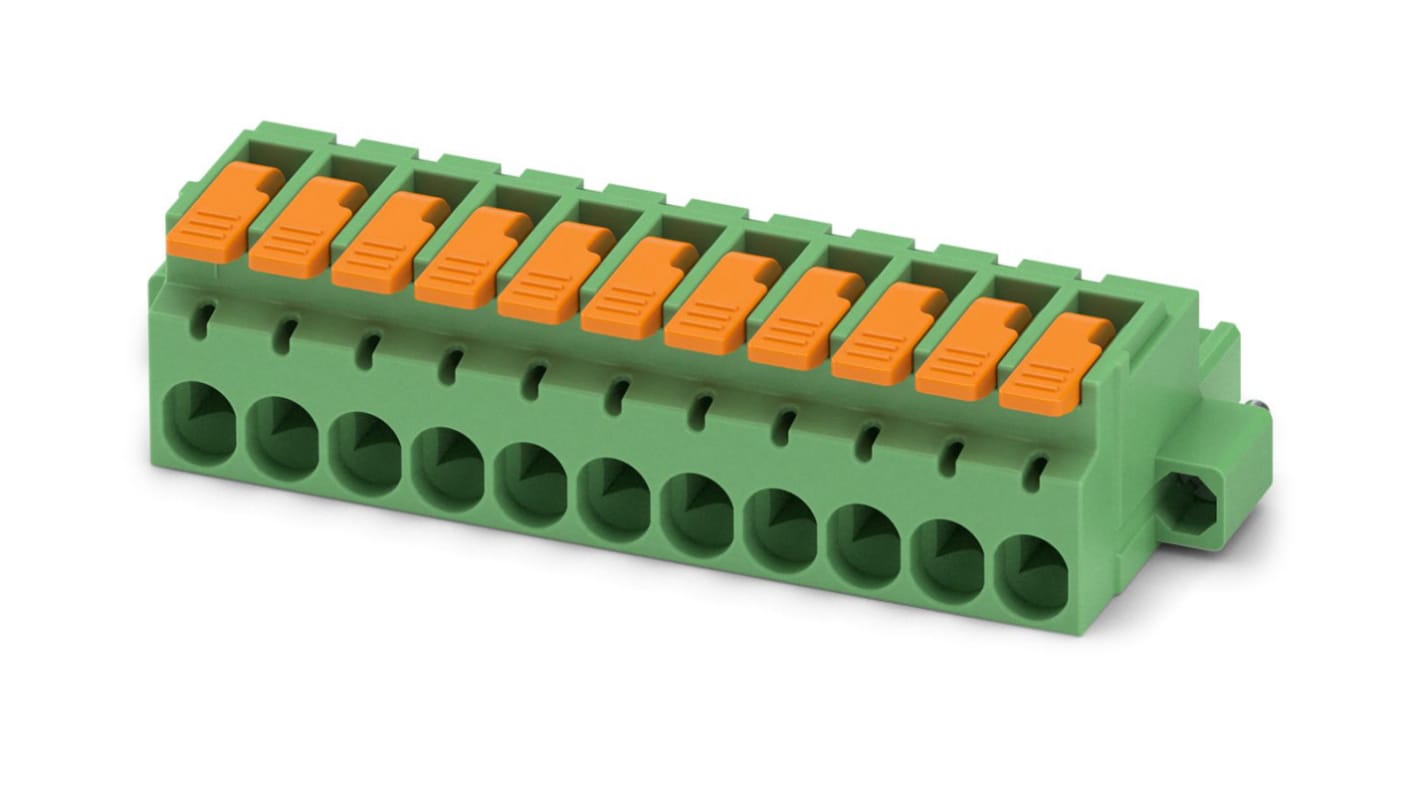 Phoenix Contact, 5.08mm Pitch, 11 Way, , Pluggable Terminal Block, Plug, Cable Mount, Push-In Termination, 1110639
