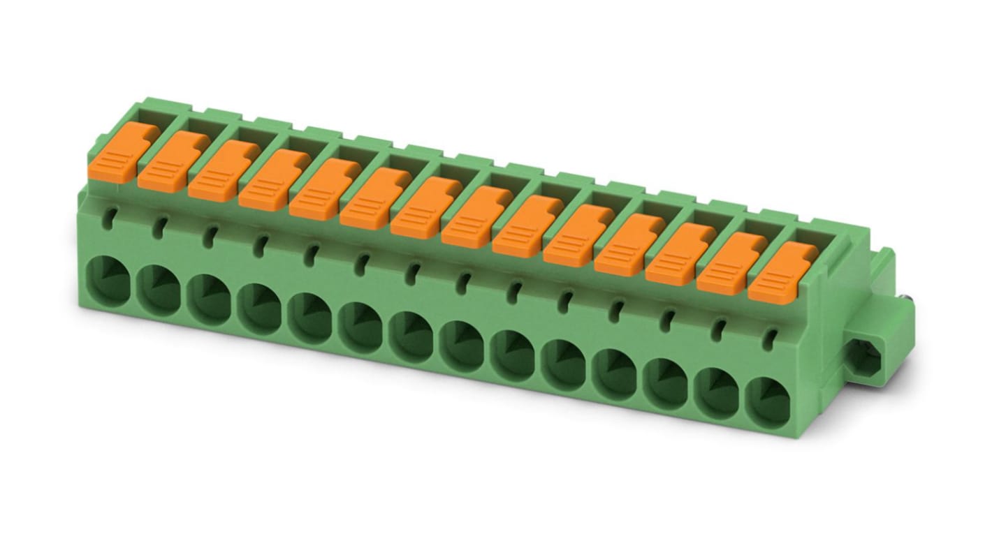 Phoenix Contact, 5.08mm Pitch, 14 Way, , Pluggable Terminal Block, Plug, Cable Mount, Push-In Termination, 1110642