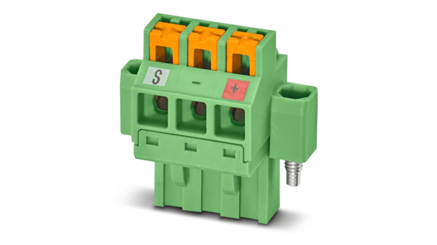 Phoenix Contact, 5.08mm Pitch, 3 Way, Pluggable Terminal Block, Plug, Screw, 1161188