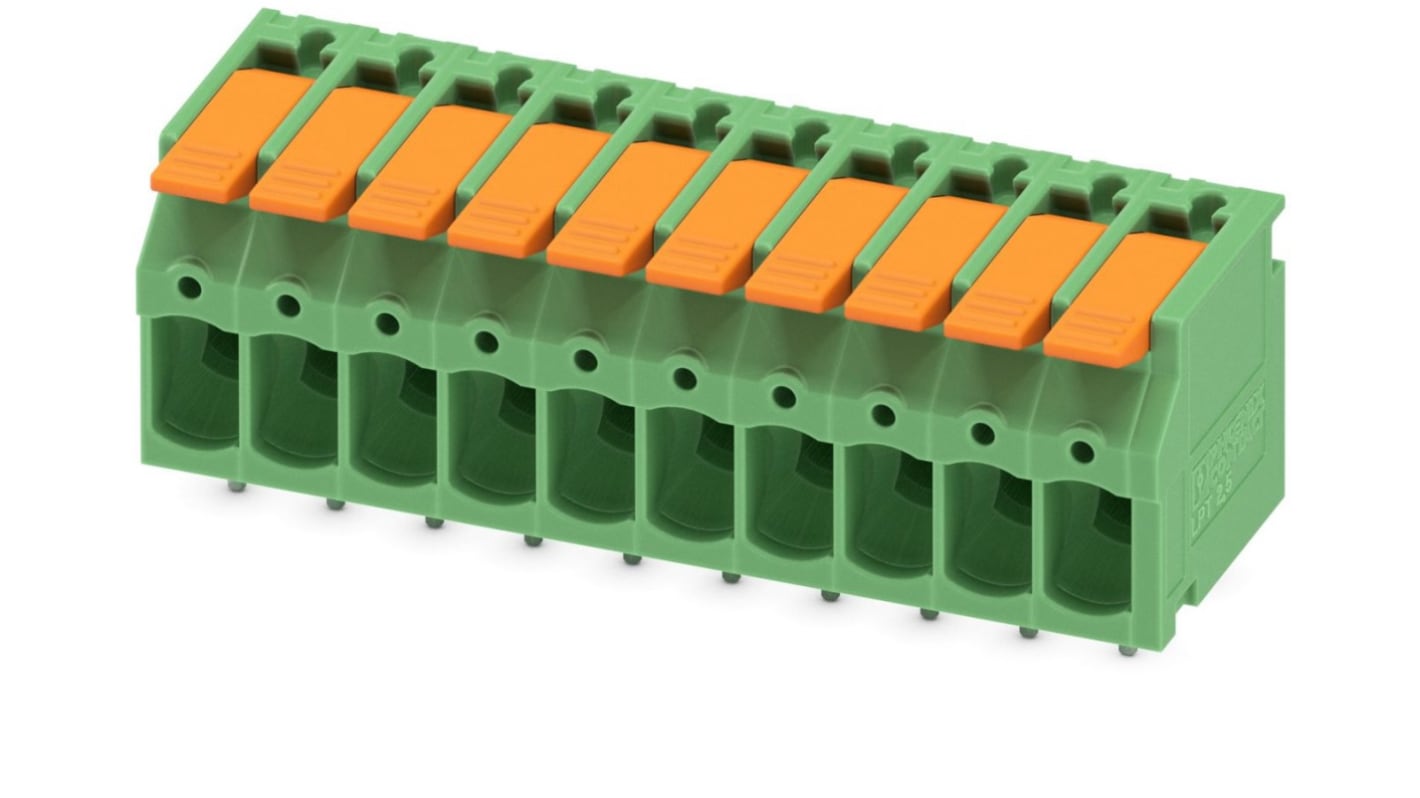 Phoenix Contact PCB Terminal Block, 10-Contact, 5mm Pitch, Through Hole Mount, 1-Row