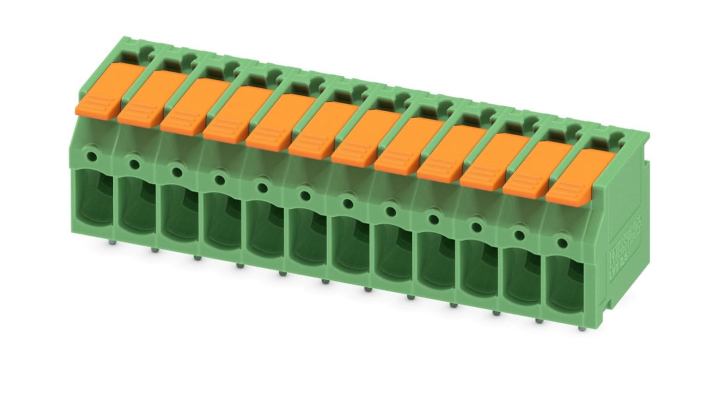 Phoenix Contact PCB Terminal Block, 12-Contact, 5mm Pitch, Through Hole Mount, 1-Row