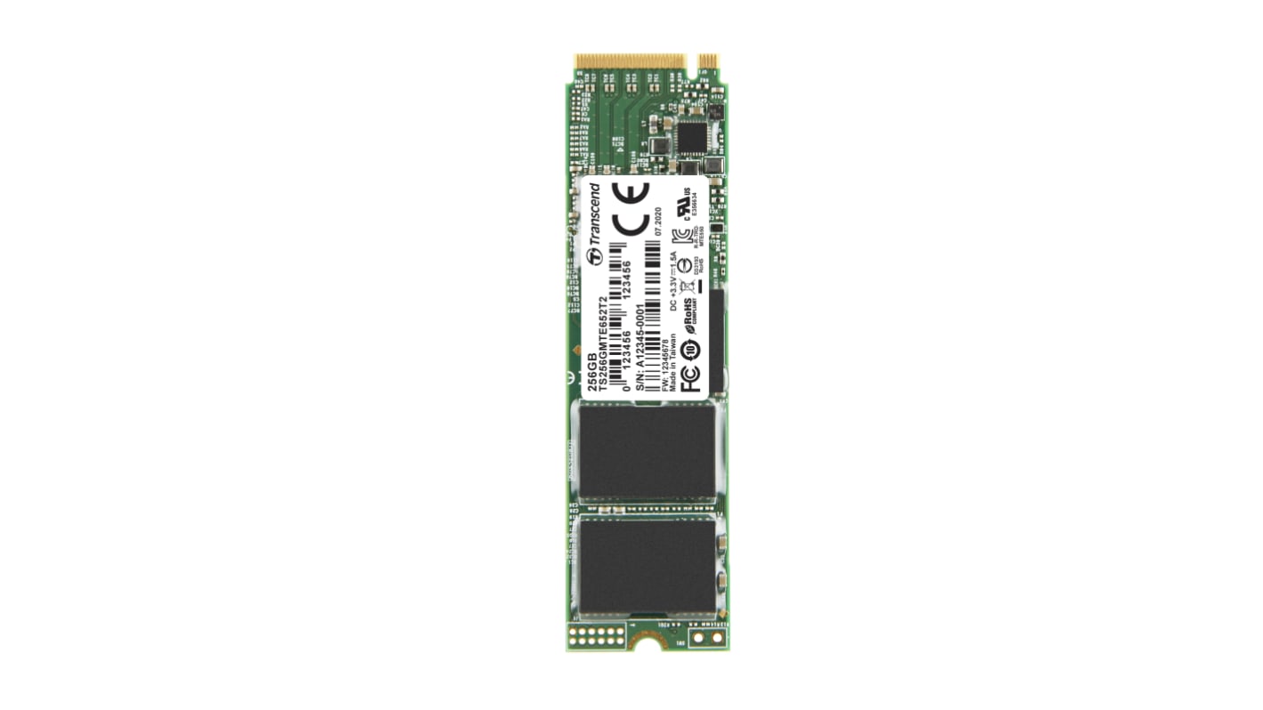Transcend MTE652T2, M.2 Intern SSD NVMe PCIe Gen 3 x 4 , TLC, 256 GB, SSD