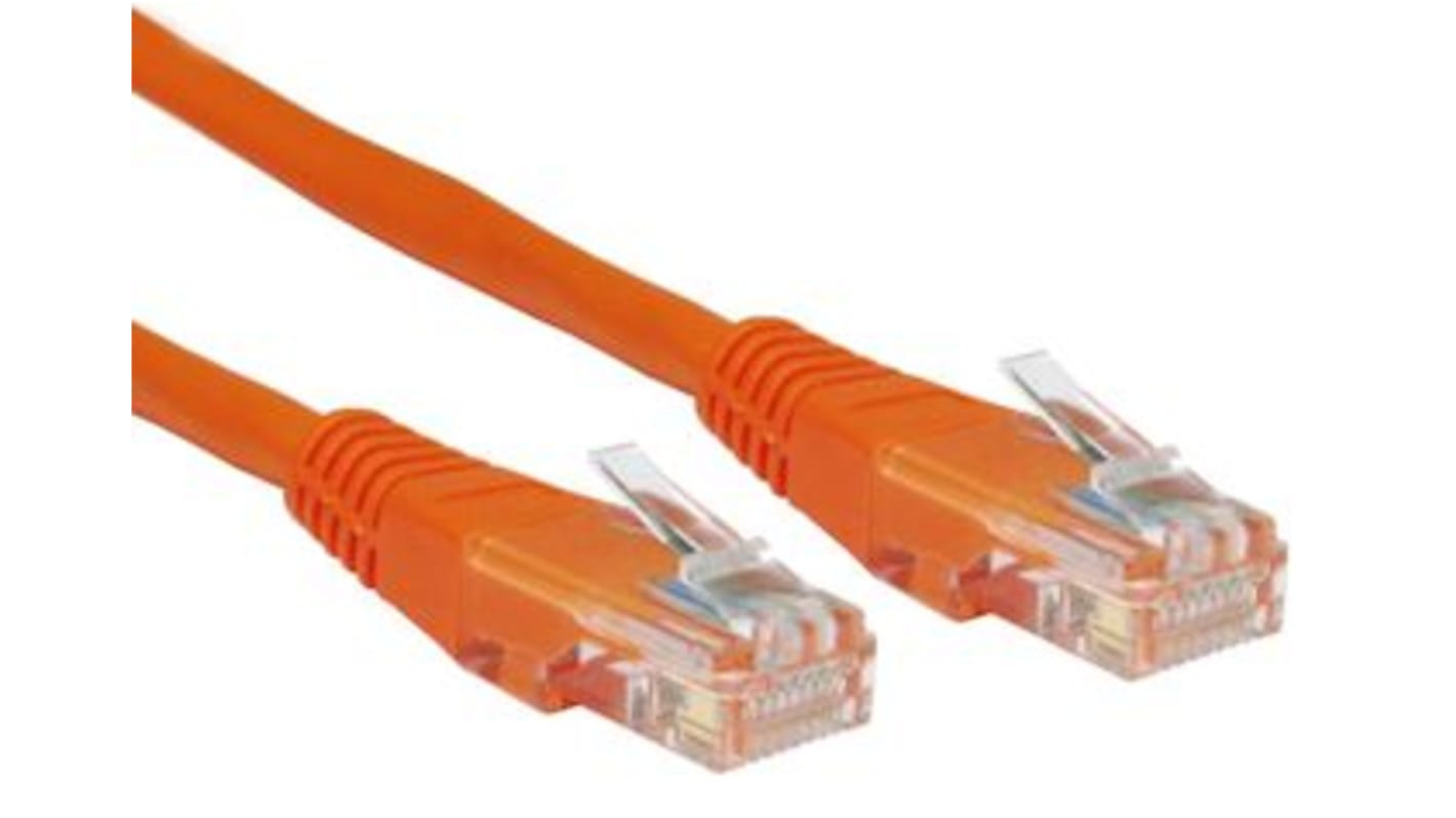 RS PRO, 3m Cat6, Orange RJ45 to Male RJ45 Male, U/UTP Unshielded, Terminated PVC Sheath