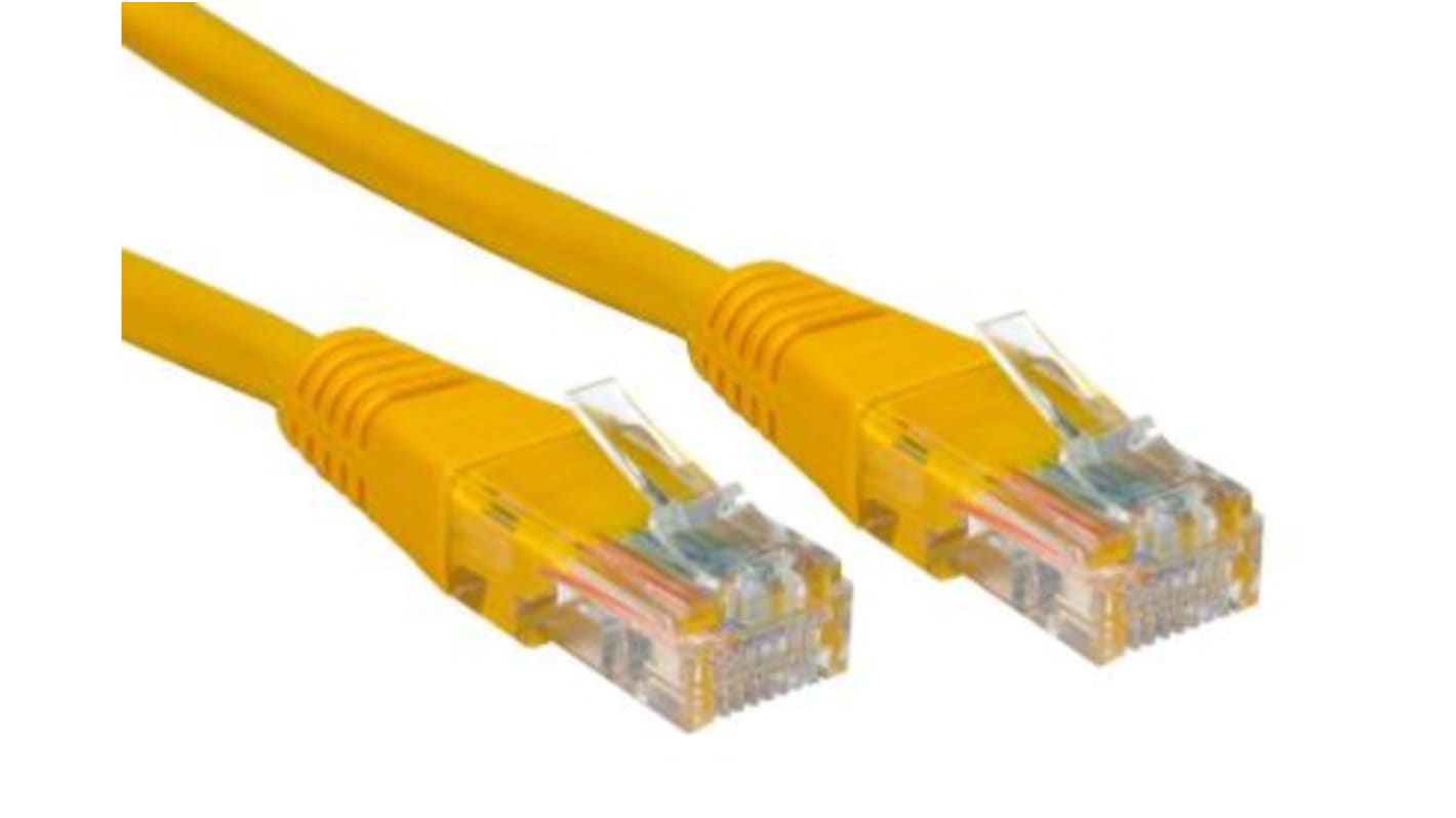 RS PRO, 15m Cat5e, Yellow RJ45 to Male RJ45 Male, U/UTP Unshielded, Terminated PVC Sheath