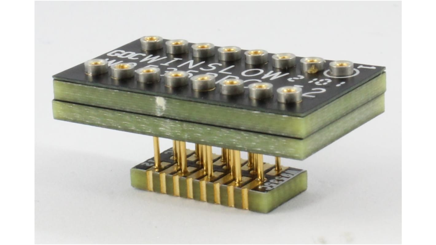 Winslow Straight SMT Mount 1.27 mm, 7.62 mm Pitch IC Socket Adapter, 16 Pin Female DIP to 16 Pin Male SOJ/SOP