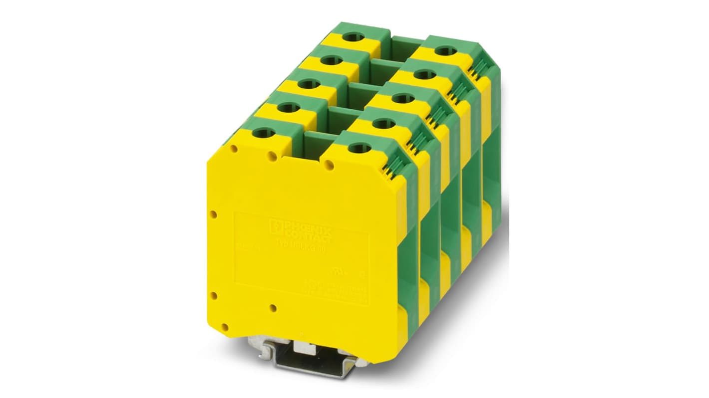 Phoenix Contact 1-Way DIN Rail Earth Modular Terminal Block, 50mm²