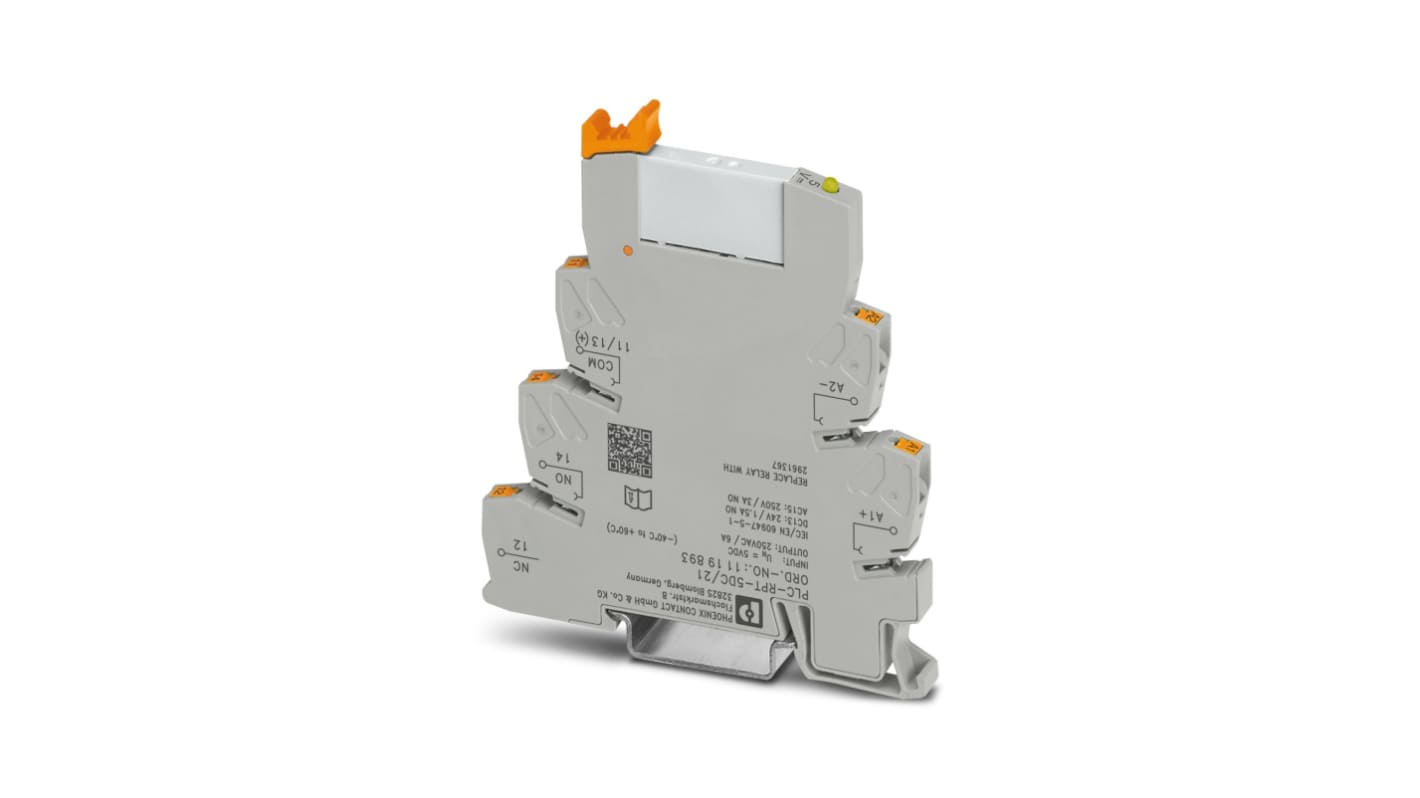 Módulo de relé Phoenix Contact PLC-RPT, SPDT, 5V dc, 38mA, para carril DIN